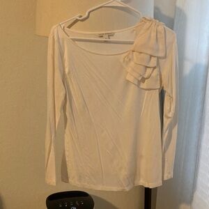 Banana Republic Cream Ruffle Shoulder Blouse